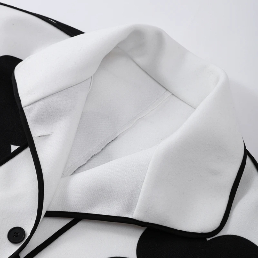 Black Daisy White Pull On Open Front Blazer Coat - Picture 5 of 6